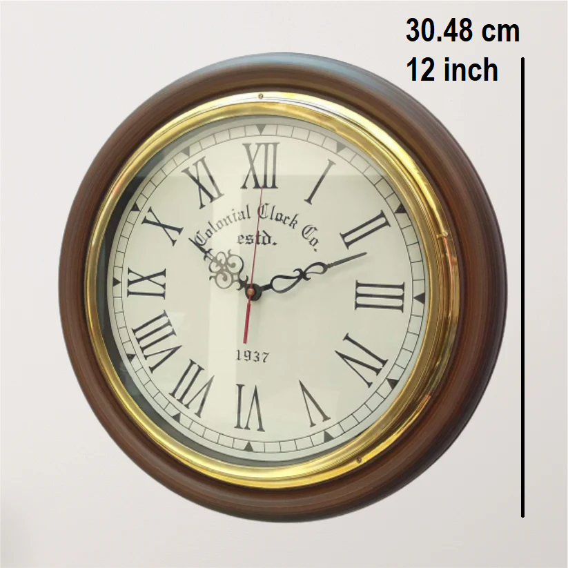 EcoNucleaX Colonial Wooden Wall Clock 12 Inch