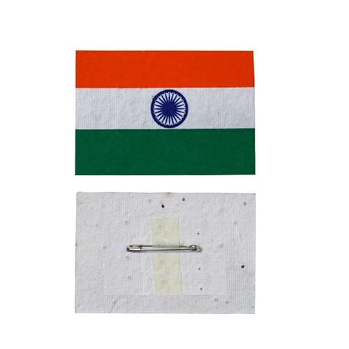 (Pack of Hundred) TRI-COLOUR PLANTABLE Badge- indian Flag Colour MADE OF SEED Paper (indian flag color Printed Plantable BADGE)| Rectangle shape