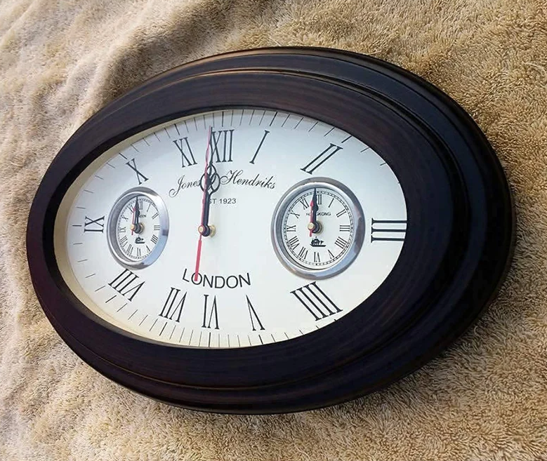 EcoNucleaX Oval Wooden Wall Clock - 17"