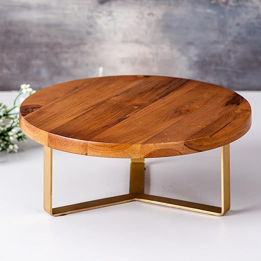 EcoNucleaX Wooden Dessert & Cake Stool (12 inch Dia & 4.5 inch height)