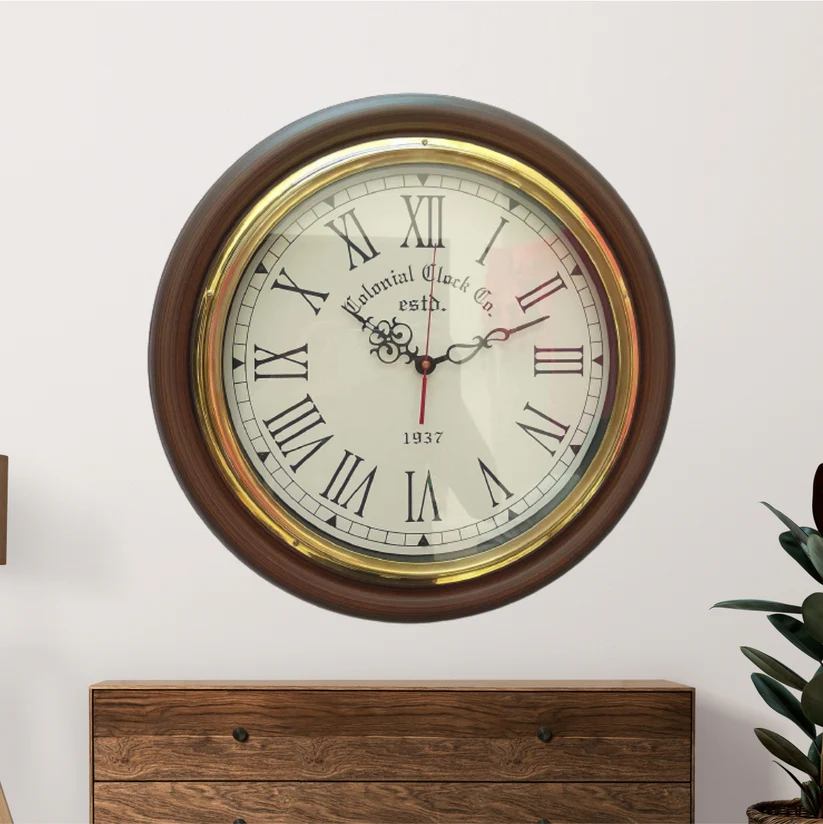 EcoNucleaX Colonial Wooden Wall Clock 16 Inch