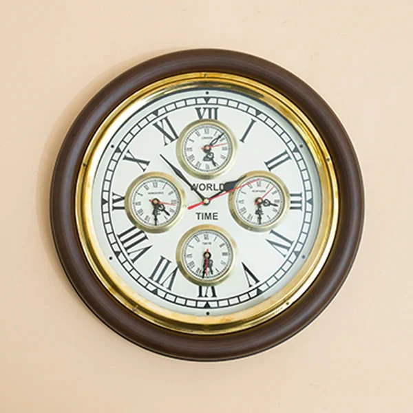 EcoNucleaX World Time Wooden Wall Clock 16"