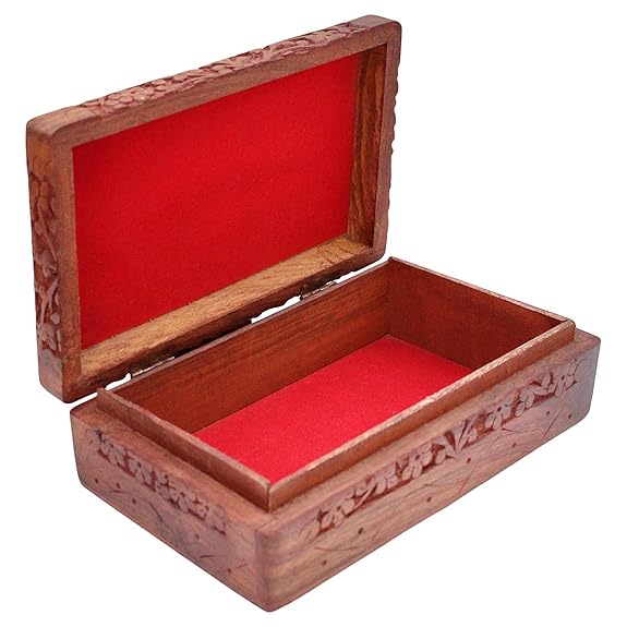 EcoNucleax Handcarved Wooden Jewellery Box of 8 inch x 5 inch x 4 inch – Handcrafted Design for Jewelry, Keepsakes - Versatile and Stylish Organizer for Home or Office – for Any Occasion