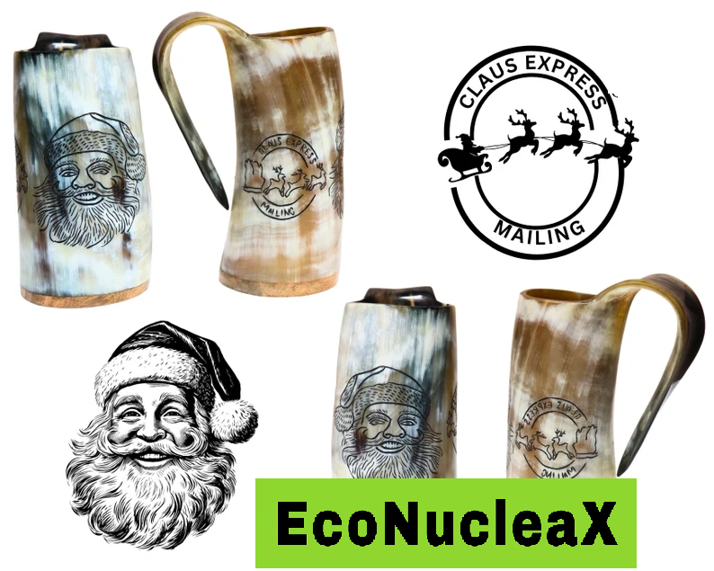 Engraved Santa Claus Drinking Horn Mug - Viking