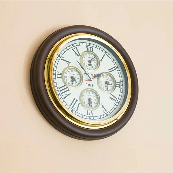 EcoNucleaX World Time Wooden Wall Clock 16"