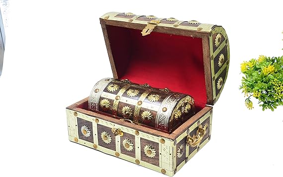 EcoNucleax Elegant Wooden Jewellery Storage Box – Treasure Chest - Bridal Jewellery Box – for Any Occasion