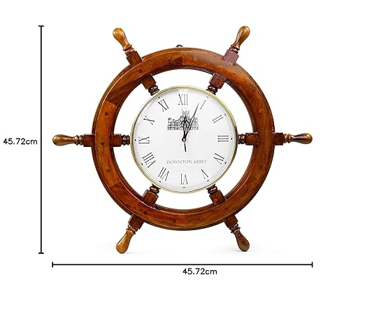 EcoNucleax Premium Rosewood and Ship Wheel Clock | Pirate's Gift | Beach Home Decor (36 Inches Outer, 16 inch Dial)