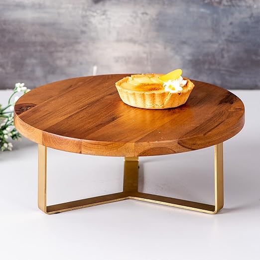 EcoNucleaX Wooden Dessert & Cake Stool (12 inch Dia & 4.5 inch height)