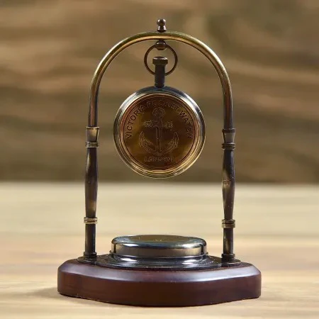EcoNucleaX Antique Brass Desk Watch and Compass