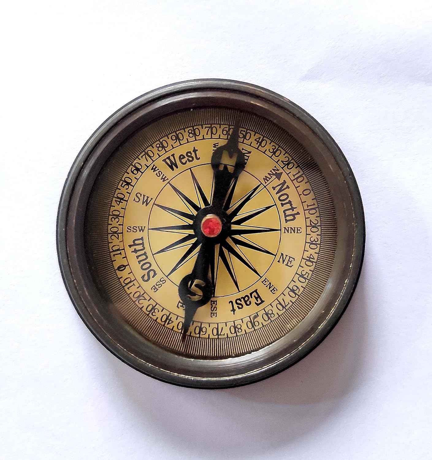 Vintage Boy Scouts Compass with 50 Year Calendar & Scouts Oath, 2 inch(5.08 cm), Brass and Glass