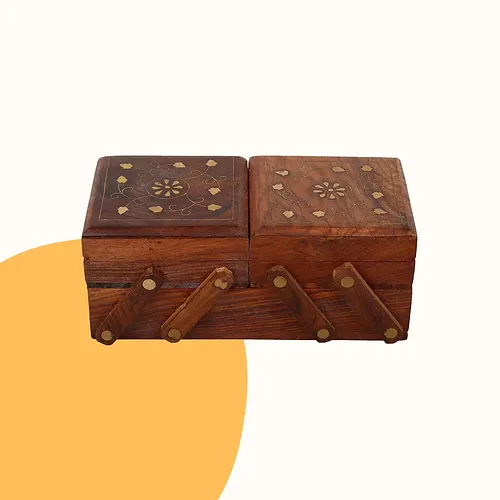 EcoNucleax Elegant Wooden Storage Box – Handcrafted Design for Jewelry, Keepsakes - Versatile and Stylish Organizer for Home or Office – for Any Occasion, Durable and Timeless Dkz174
