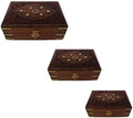 EcoNucleax Set of Three Elegant Wooden Vanity Box – Handcrafted Design for Jewelry, Keepsakes, Makeup Box - Versatile and Stylish Organizer for Home or Office – for Any Occasion Dkb007.