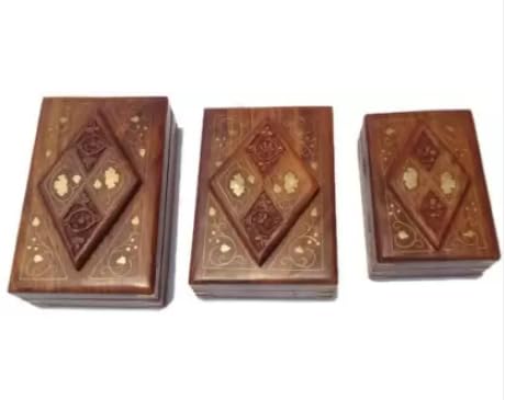 EcoNucleax Set of Three Sizes(8x5, 7x5, 6x4) Elegant Wooden Box – Handcrafted Design for Jewelry, Keepsakes - Versatile and Stylish Organizer for Home or Office – for Any Occasion Dkb010