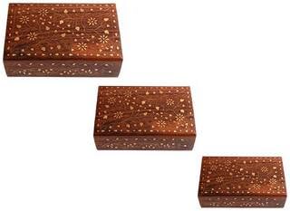 EcoNucleax Set of Three - Elegant Wooden Jewelry Box – Handcrafted Design for Jewelry, Keepsakes - Versatile and Stylish Organizer for Home or Office or Gifting Dkb003