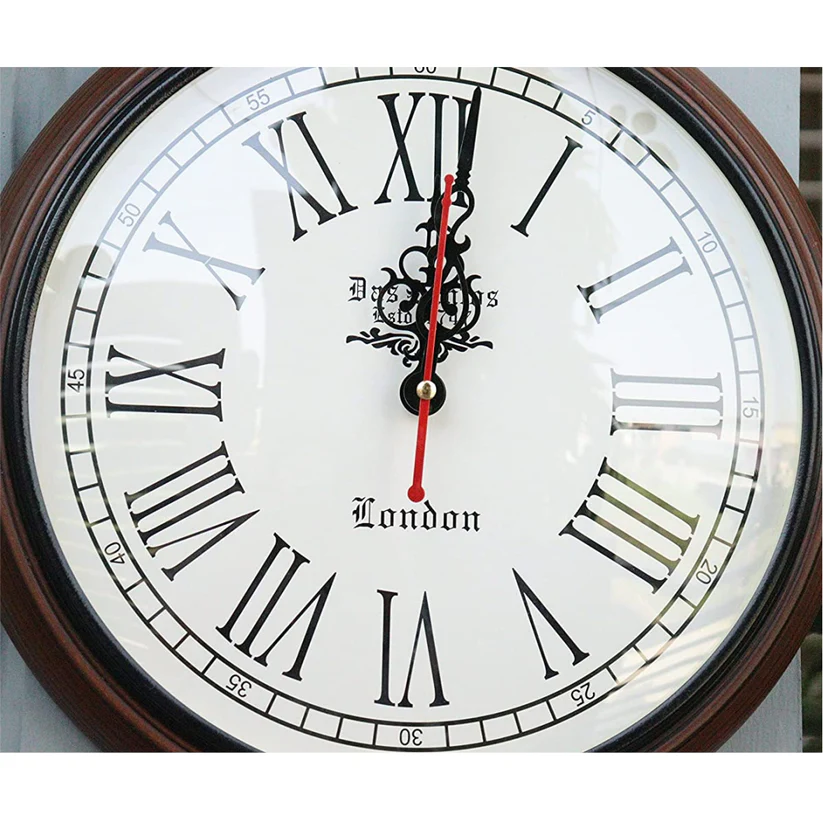 EcoNucleaX Das Santos Wooden Wall Clock - 12" | Elegant Round Wall Clock for Modern and Traditional Decor