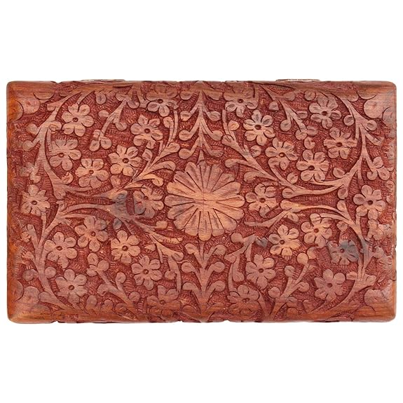 EcoNucleax Handcarved Wooden Jewellery Box of 8 inch x 5 inch x 4 inch – Handcrafted Design for Jewelry, Keepsakes - Versatile and Stylish Organizer for Home or Office – for Any Occasion