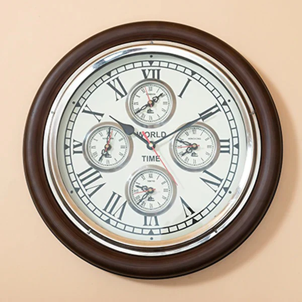 EcoNucleaX World Time Wooden Wall Clock 16"