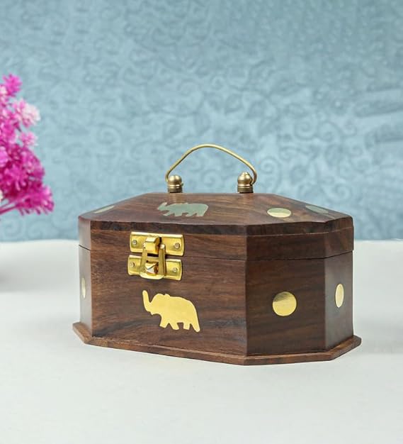 EcoNucleax Elegant Wooden Vanity Box – Handcrafted Design for Jewelry, Keepsakes - Versatile and Stylish Organizer for Home or Office – for Any Occasion, Durable and Timeless Dkz6137