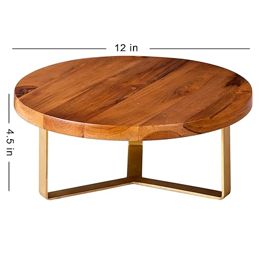 EcoNucleaX Wooden Dessert & Cake Stool (12 inch Dia & 4.5 inch height)