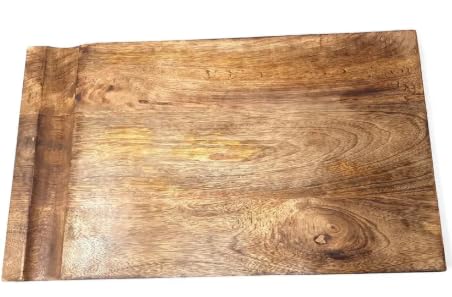 Rustic Wooden Rectangular Chopping Board with Grove for Easy Handling, 40 cm x 25 cm, Natural Mango Wood Perfect for Your Kitchen