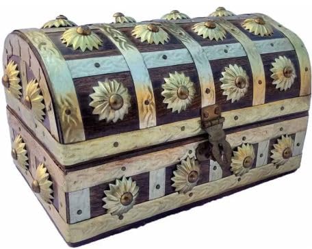 EcoNucleax Elegant Wooden Jewellery Storage Box – Treasure Chest - Bridal Jewellery Box – for Any Occasion.