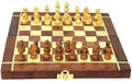 Wooden Chess Set, 15.2 x 15.2 cm (6 inch x 6 inch) Foldable Board, Magnetic-Free Pieces with Storage, Brown
