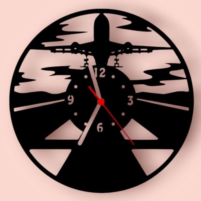 Amazing Aeroplane Design Modern Metallic Analog Wall Clock, 24 inch, Easy to Read Normal Numerals, Black for Office, Home, Hotels and Other Rich People Places