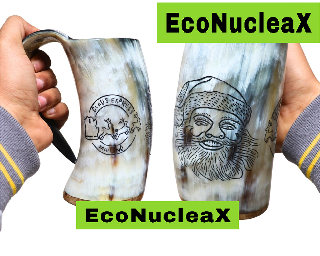 Engraved Santa Claus Drinking Horn Mug - Viking