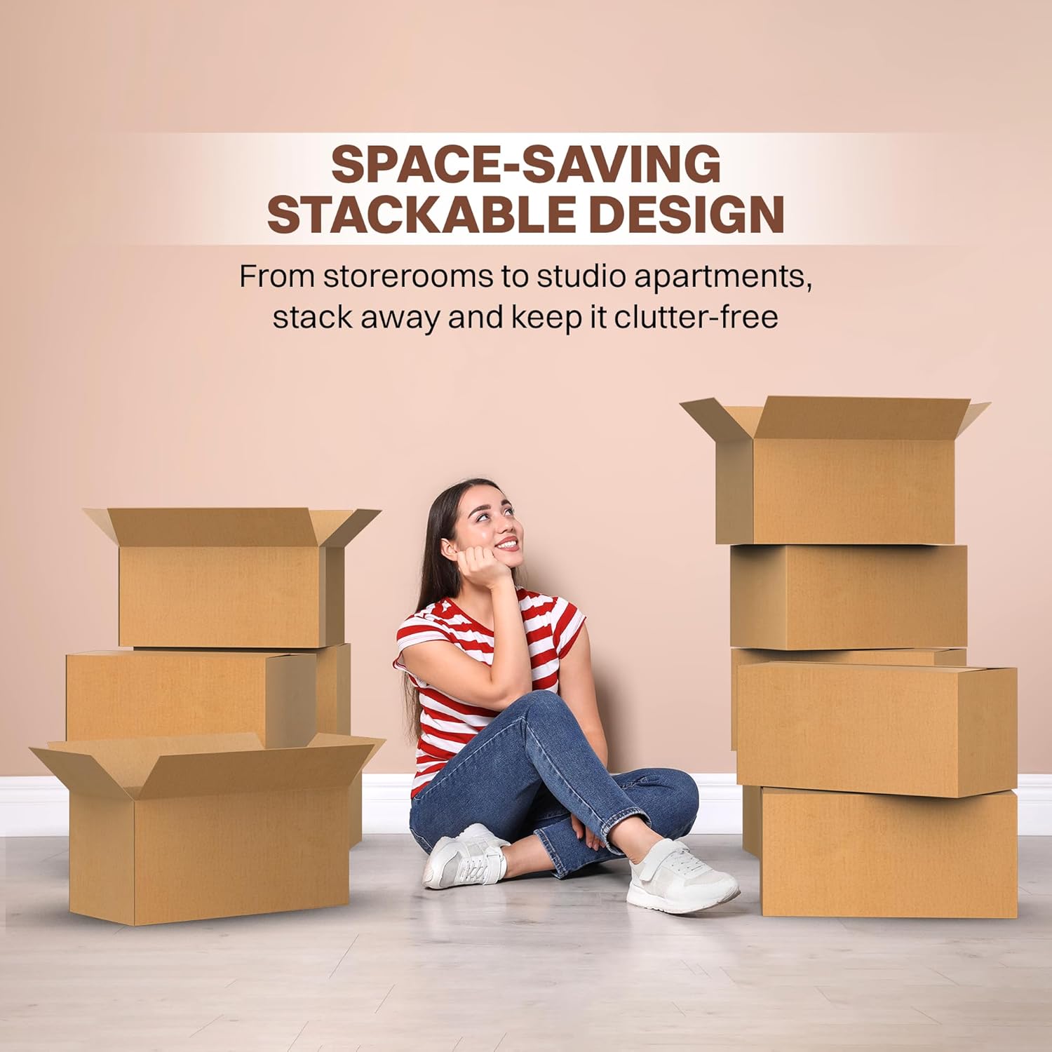 EcoNucleaX 5-Ply Corrugated Cardboard Shipping Boxes, Brown, 27x14x13 Inches, Pack of 10, Recyclable