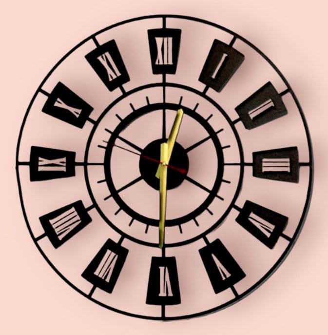 Amazing Design Metal Analog Wall Clock, 24 inch, Roman Numerals, Black Ideal for Hotels, Homes, Offices and Elegant Chic Outlets