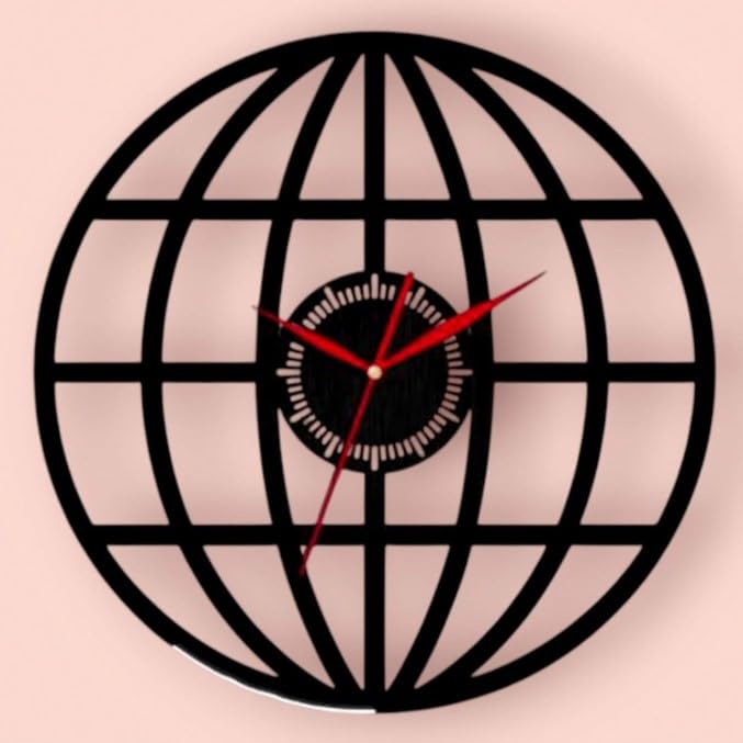 Amazing Globe Metal Analog Wall Clock, 24 inch, Roman Numerals, Black for Homes, Offices, Hotel Lobby and Other Rich Places