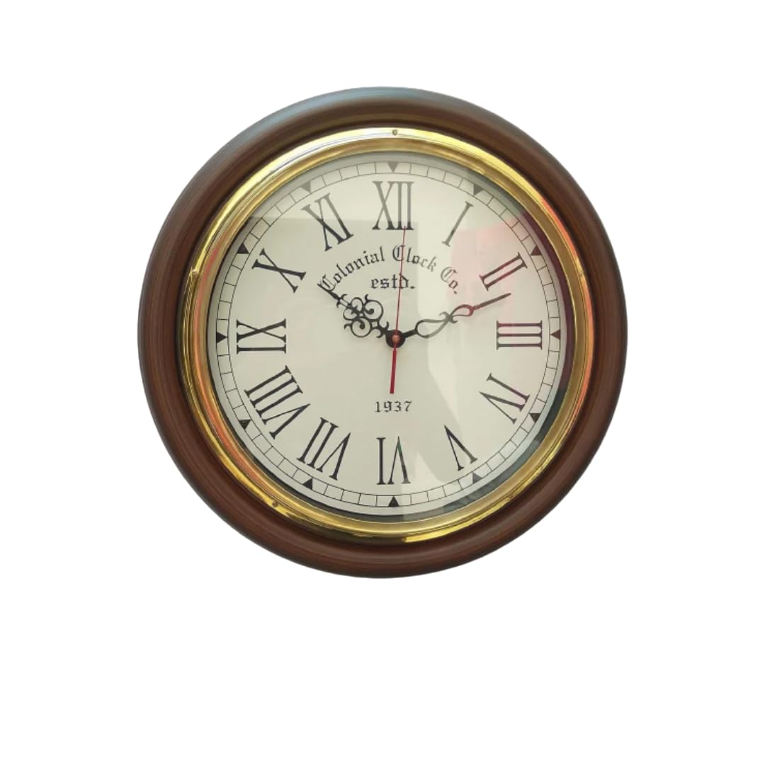 EcoNucleaX Colonial Wooden Wall Clock 16 Inch | Elegant Timepiece for Your Home | Classic Design Featuring a Rich Wooden Finish | Perfect for Living Rooms, Dining Areas, or Offices | Ideal Size |