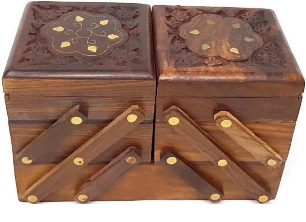 EcoNucleax Elegant Wooden Jewelry Box (5 compartments) – Handcrafted Design for Jewelry, Keepsakes - Versatile and Stylish Organizer for Home or Office – for Any Occasion, Durable and Timeless Dkz999.
