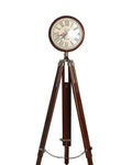 Analog Clock with Adjustable Height Wooden Tripod Stand