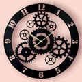 Modern Mechanical Gear Cyborg Style Metal Analog Wall Clock, 24 inch, Black Elegant and Suited for Home, Study, Office and Hotel Lobby