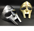 Brass MF DOOM Mask, Gladiator Style Helmet, Metallic Gold and Silver Finish, Cosplay Prop