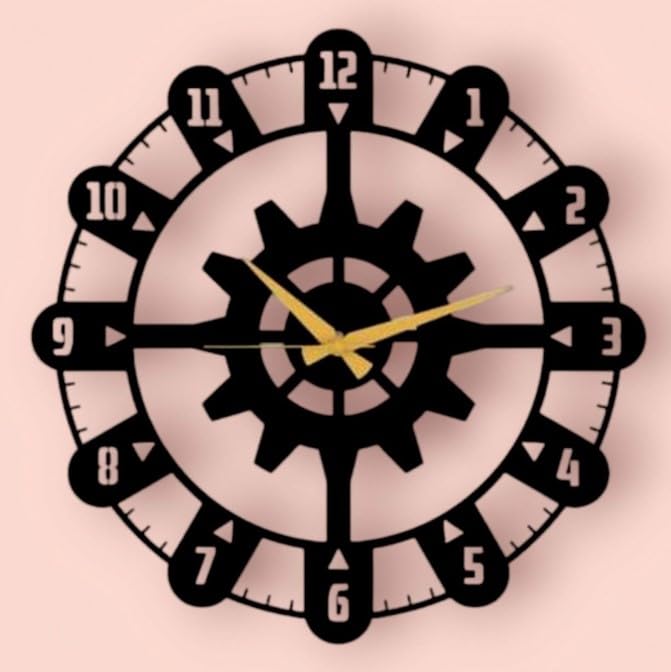 Modern and Elegant Abstract Design Wall Clock, 24 inch, Normal Numerals, Black