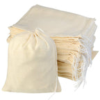 (Pack of 100) Cotton Single Drawstring Bags With Lock Button (10x11.5 in)