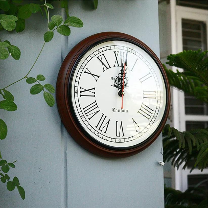 EcoNucleaX Das Santos Wooden Wall Clock - 12" | Elegant Round Wall Clock for Modern and Traditional Decor | Premium Wooden Wall Clock with Natural Finish | Classic Roman Numerals for a Timeless Look |