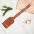 EcoNucleax Handcrafted Wooden Spatula (Chamcha - Jhara Small Holes) 13" for Kitchen and Cooking – Durable, Eco-Friendly Utensils for Stirring, Serving, and Mixing