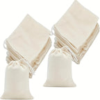 (Pack of 10) Cotton Single Drawstring Bags With Lock Button (10x11.5 in)