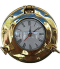 Nautical Brass Porthole Wall Clock, Gold and Blue Frame, Roman Numerals, 20.32 cm Round Quartz Clock