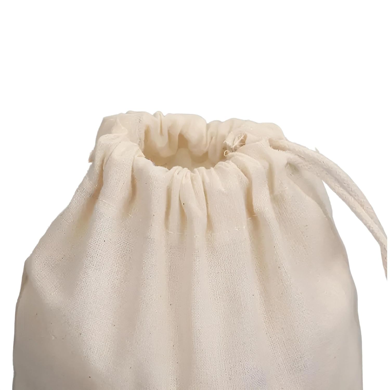 Versatile Muslin Cotton Single Drawstring Bags With Lock Button (10x11.5 in) – Reusable Storage for Nuts, Jewelry, Milk Straining, Creating Sachets & Keeping Vegetables Fresh | Pack of 5