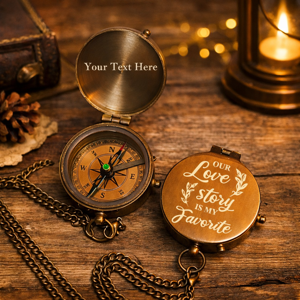 Personalized Brass Compass Vintage Look - Functional and Collectible