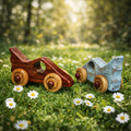 Vintage Wooden Toy Car - Handmade, Child-Friendly Design