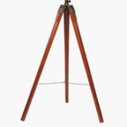 Tripod Floor Lamp with Wooden Stand, Fabric Shade, Living Room Standing Light
