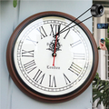 Hidden Camera in Wooden Wall Clock, 30 cm Wooden Frame, White Face with London Design