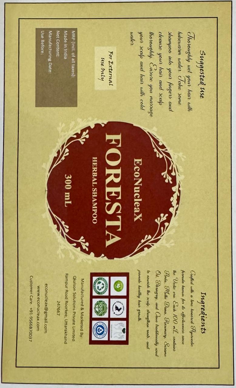 EcoNucleaX Foresta Herbal Shampoo with Amla, Sesame Oil, Bhringraj, Clove, Rosemary Oil, 300ml