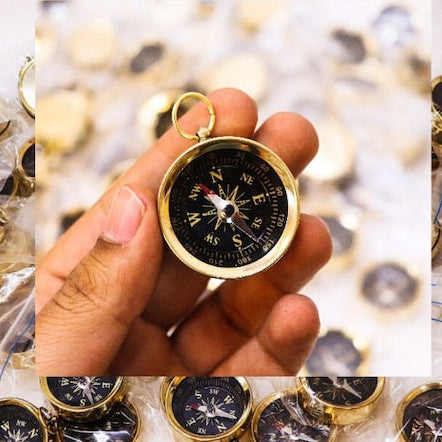 Personalized Brass Compass Polished Nautical Wedding Favors, Collectible Gift