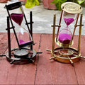 Brass Sand Timer Revolving With Wheel Compass